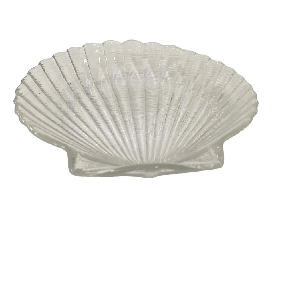 Clear Glass Shell Soap Dish for nautical ocean bathroom theme